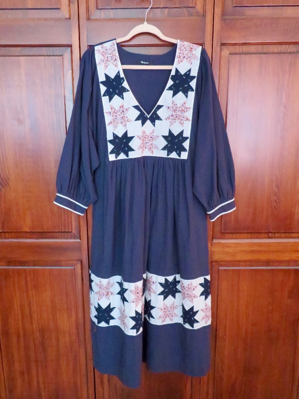 Madewell Quilted Patchwork Midi Dress Cotton Large L